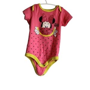 12-18 month Disney Minnie Mouse Pink and Yellow Baby Onesie